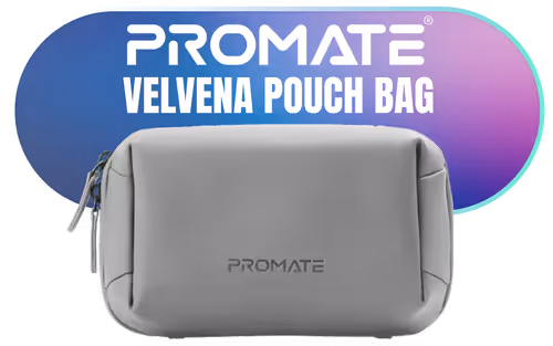 Promate Velvena Pouch Bag Grey Promate Velvena Pouch Bag Grey - Image 1