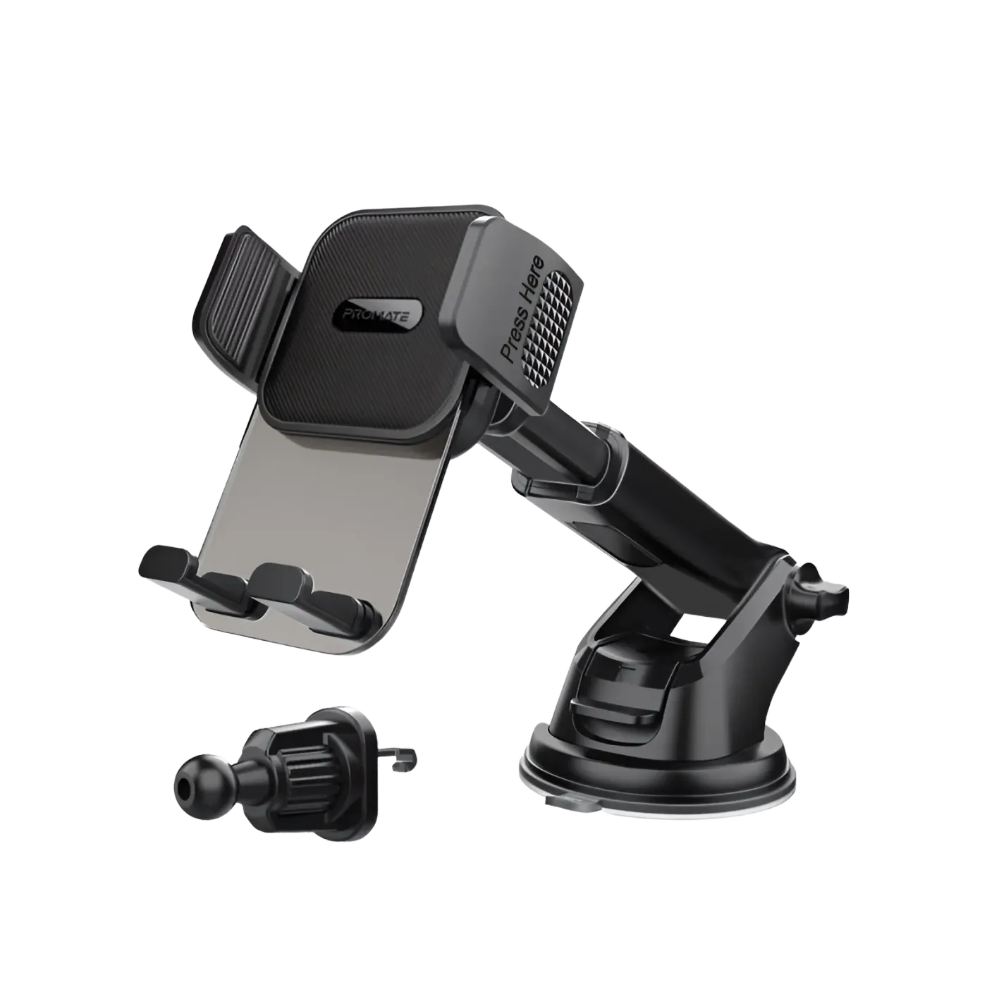 Promate TRANSHOLD-EXT transparent car phone holder shown complete