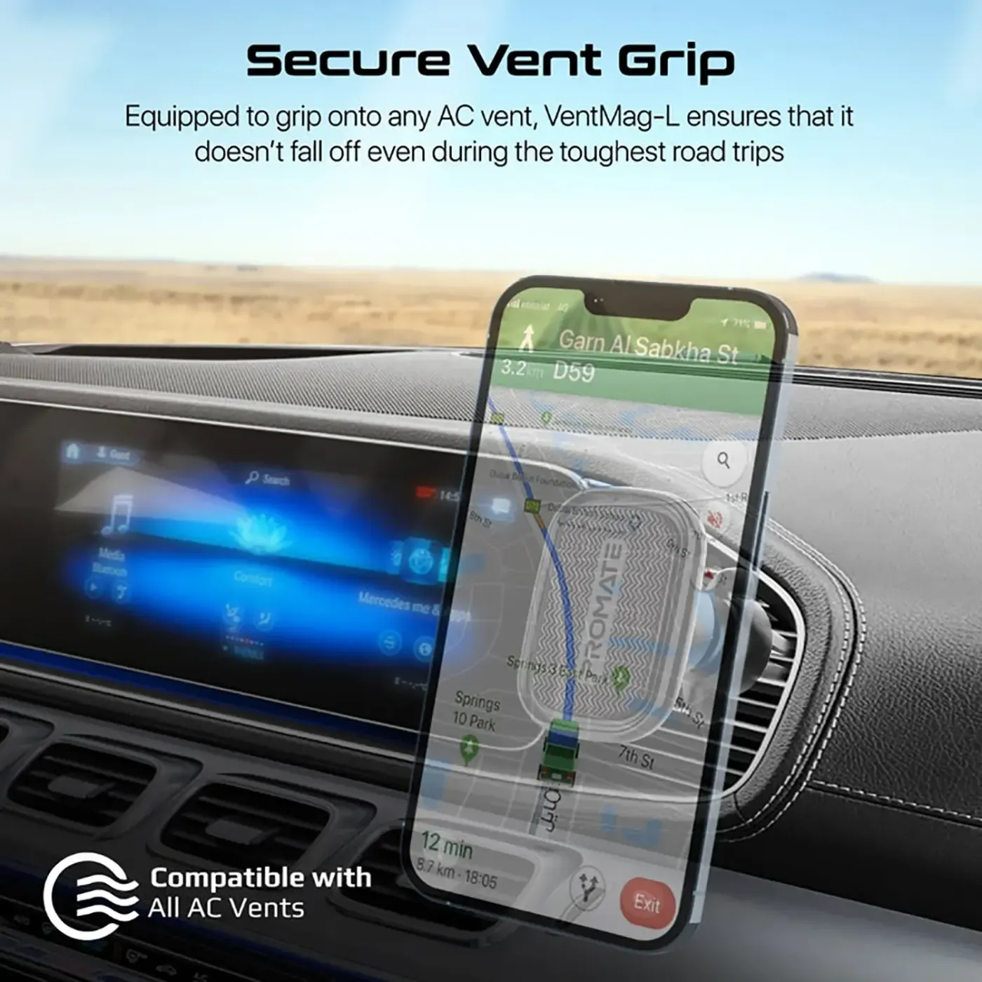 Promate VentMag-L magnetic AC vent smartphone holder