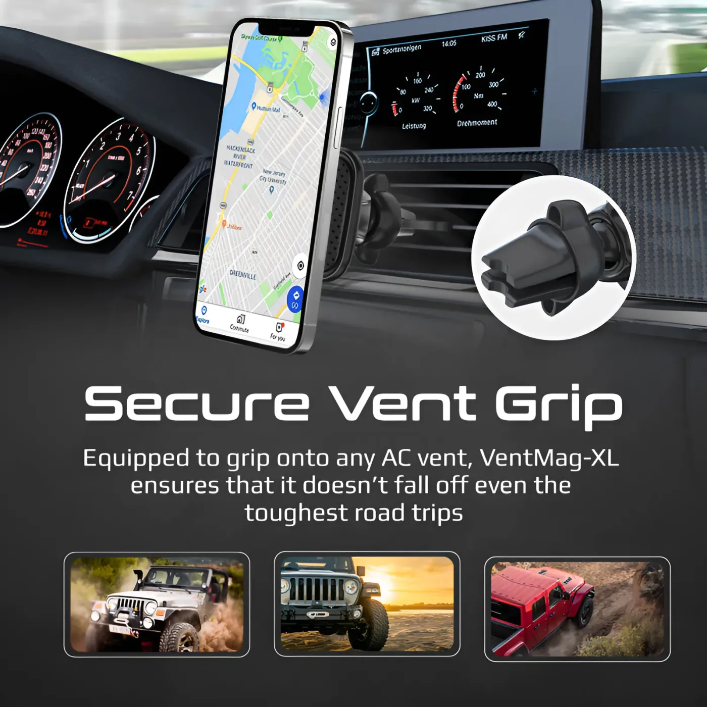 Promate VentMag-XL magnetic vent phone holder shown complete