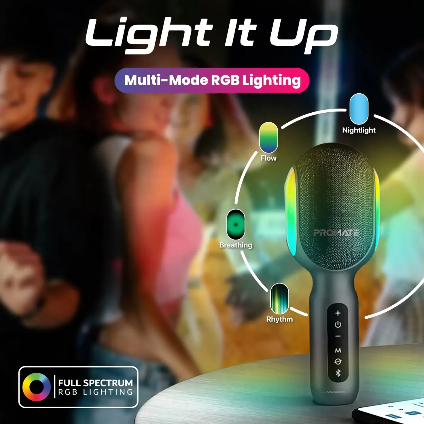 Two Promate VocalMic karaoke microphones paired for duet singing