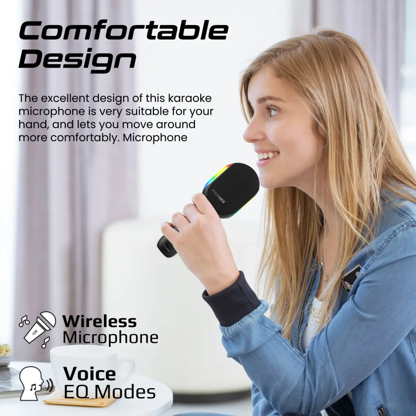 AUX port and headphone jack on the base of the Promate VocalMic