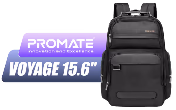 Promate Voyage-BP 15.6" SecureStorage Laptop Backpack - Water-Resistant, Shock-Proof - image 1 Promate Voyage-BP 15.6" SecureStorage Laptop Backpack - Water-Resistant, Shock-Proof - image 1