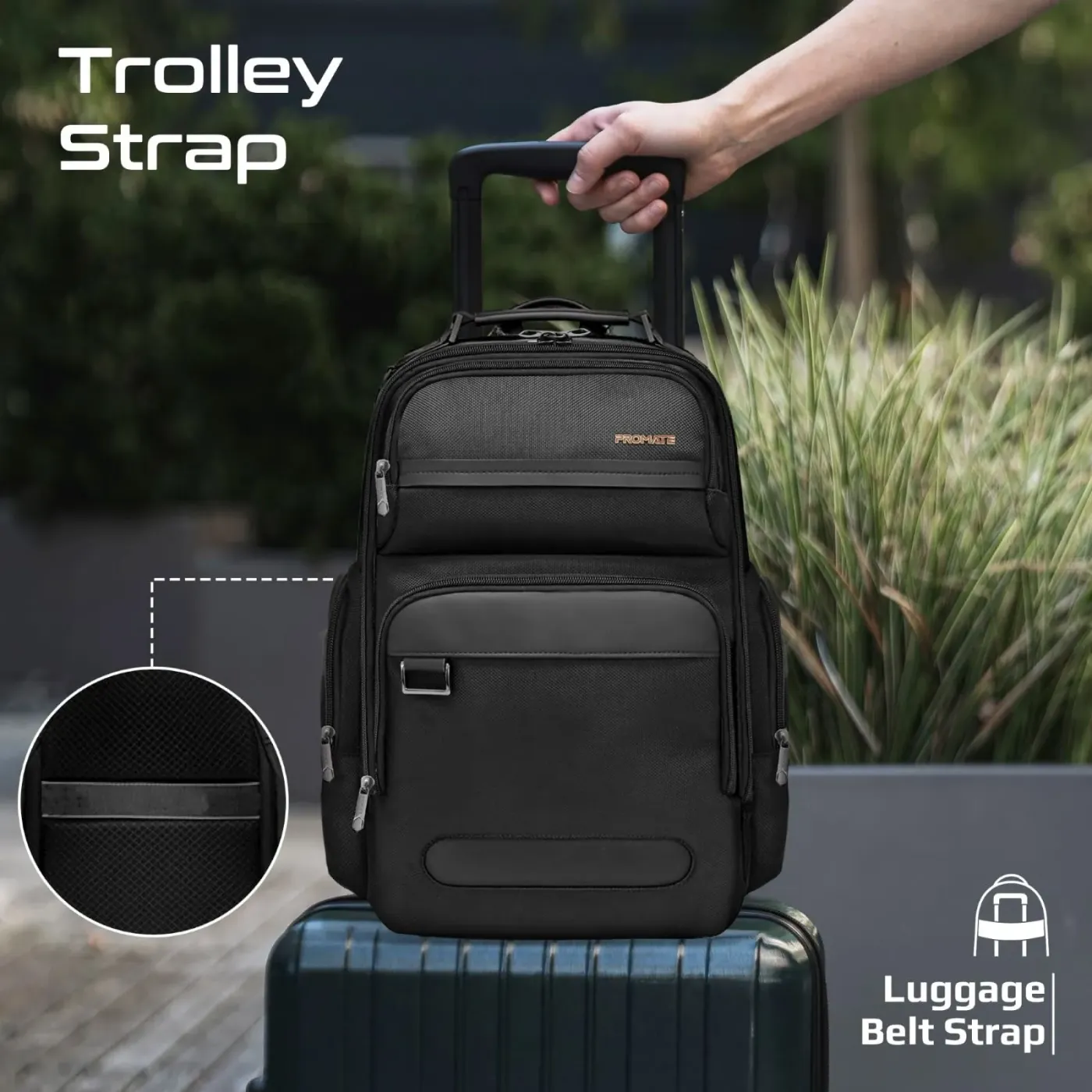 Side pocket detail on the Promate Voyage laptop backpack
