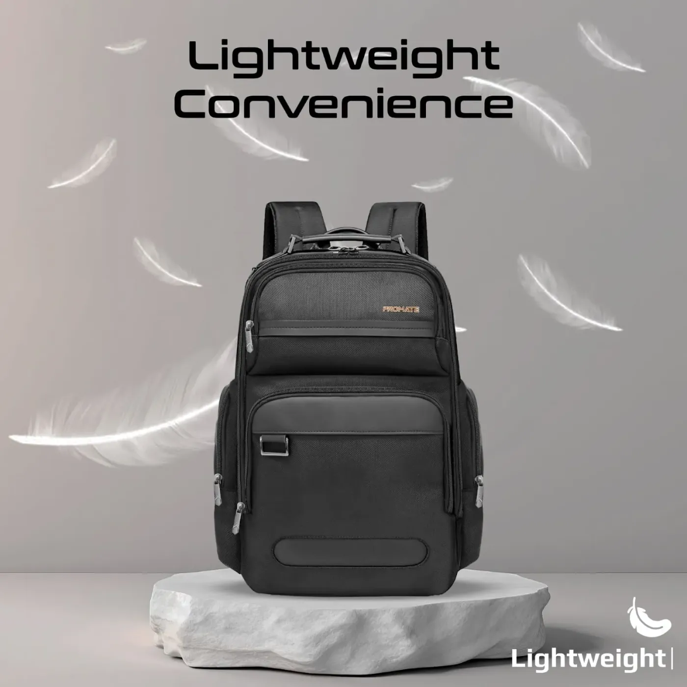 Padded shoulder straps and ventilated back panel on the Promate Voyage backpack