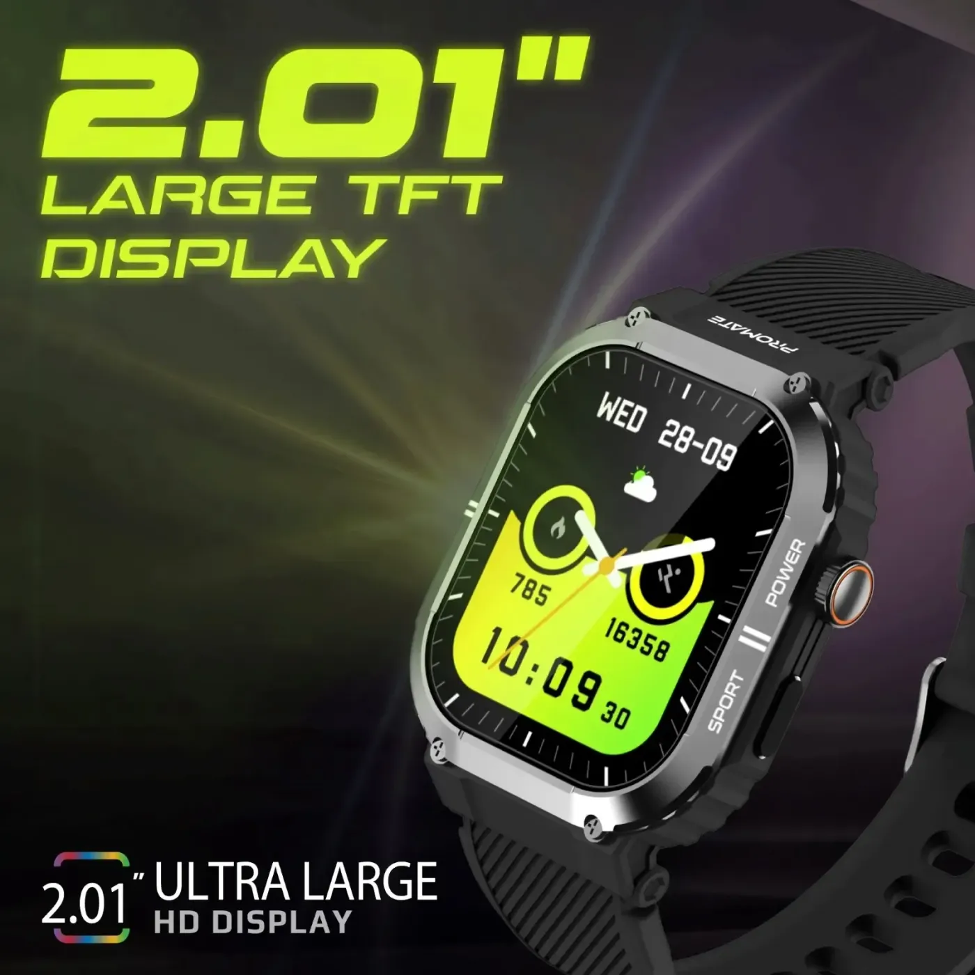 Rear of the Promate xWatch SL showing its charging contacts and sensor array