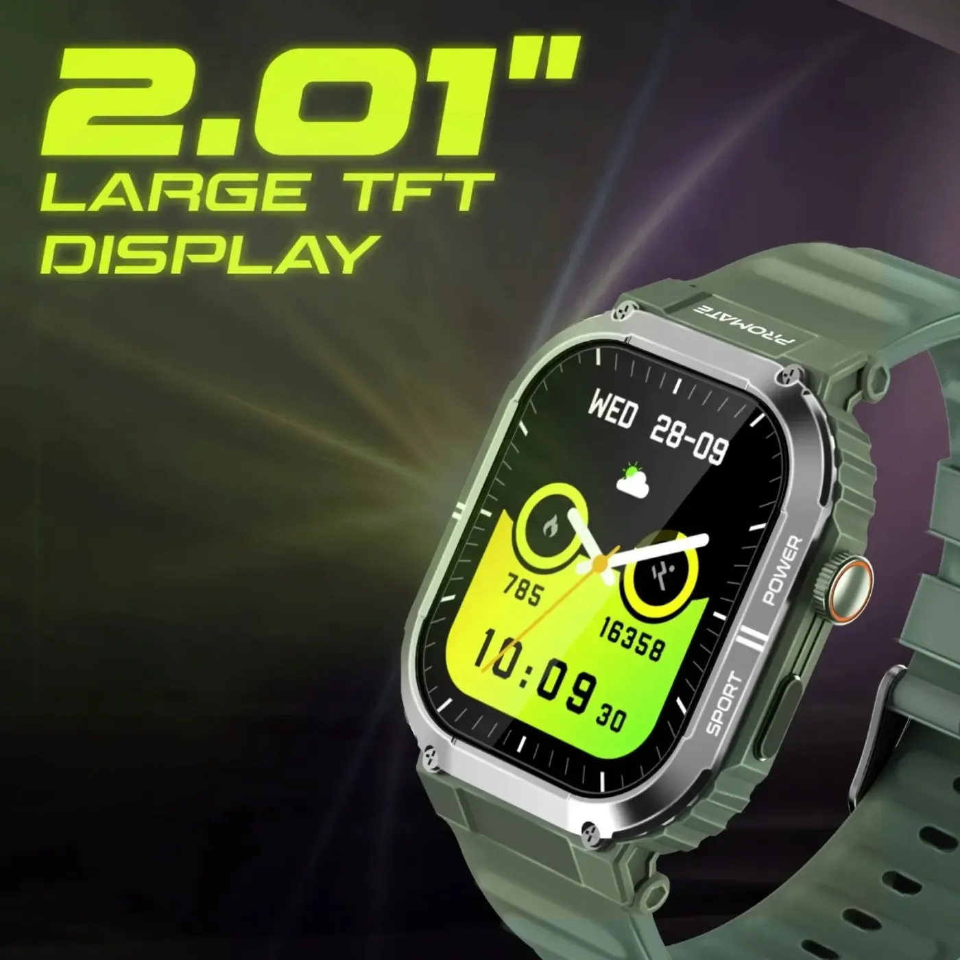 Promate xWatch SL displaying a workout tracking screen on its colour display