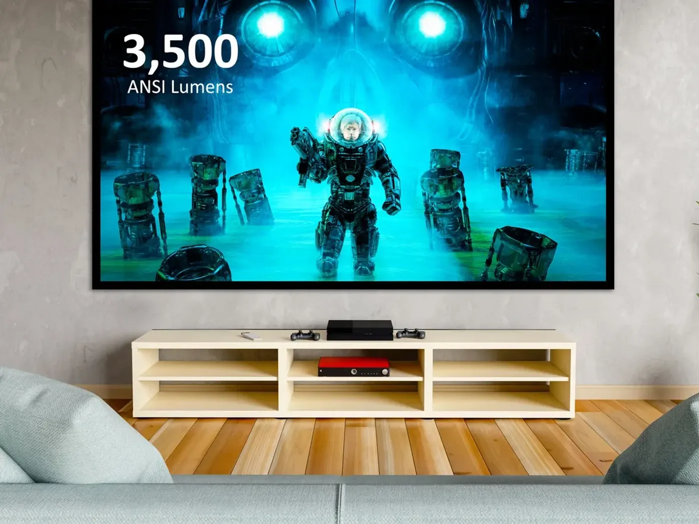 High brightness 3,500 ANSI Lumens projector for daytime viewing