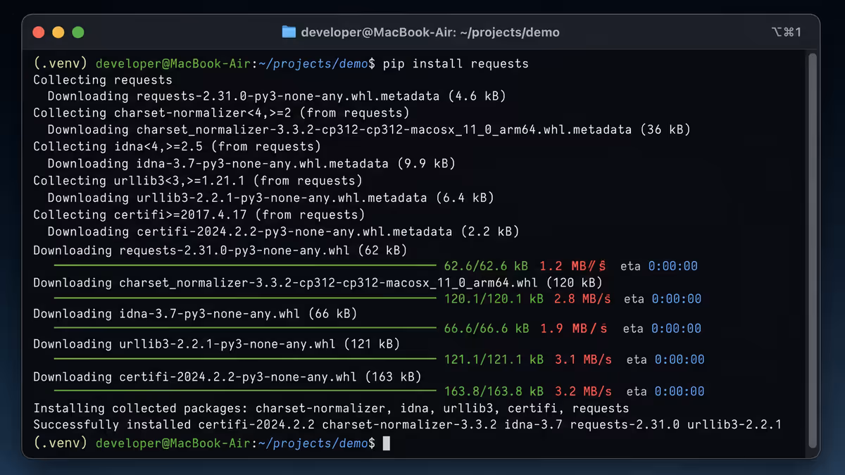 Activated venv prompt
