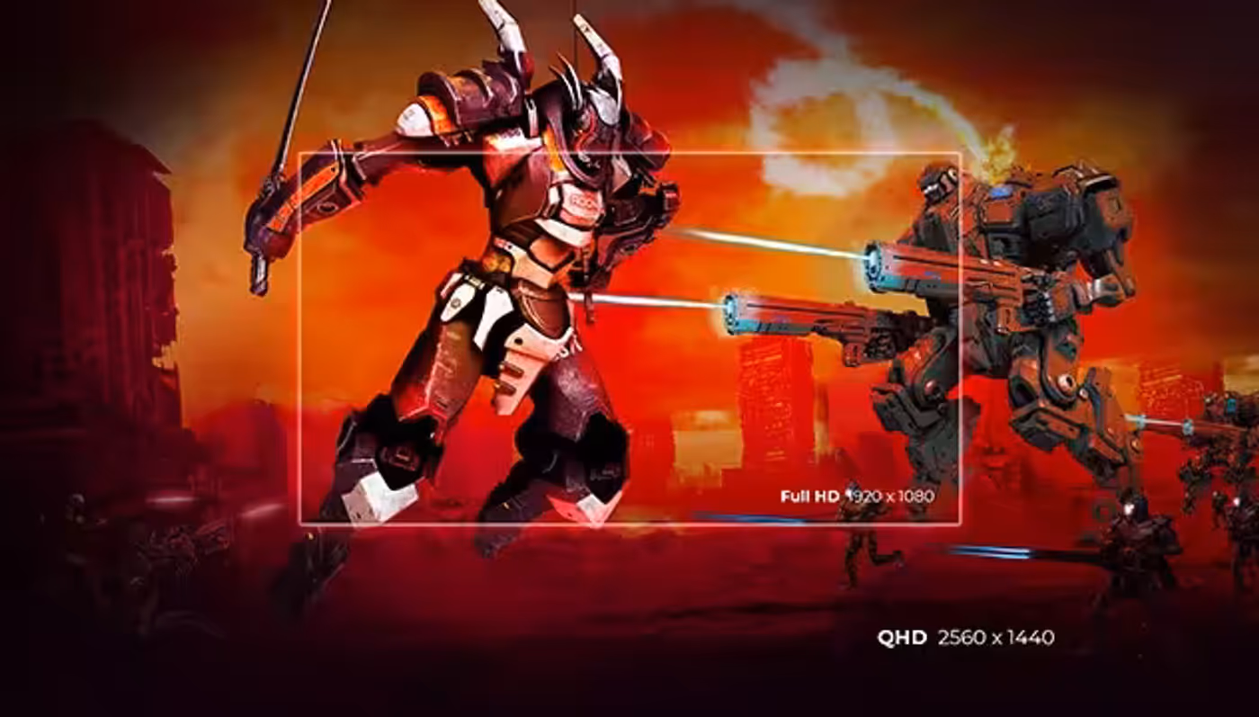 Display showing crisp and vivid Quad HD gaming graphics