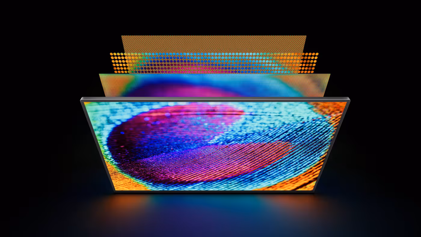 QLED technology showcasing contrast and color depth on a 19-inch display