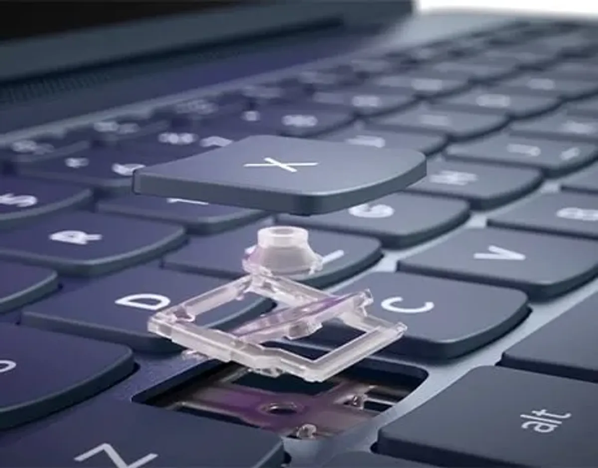 Closeup breakaway view of the Premium Suite keyboard on the Yoga 9i 2-in-1 Gen 10 Aura Edition (14 Intel).