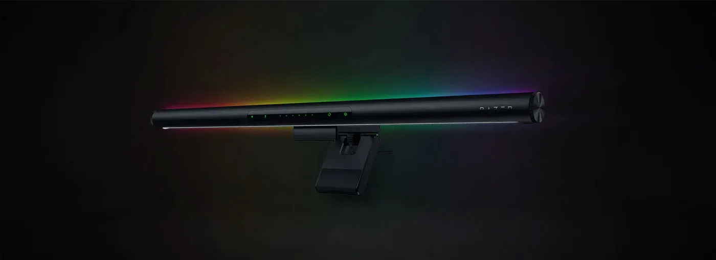 Razer Aether RGB Monitor Light Bar enhancing gaming setup