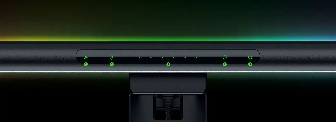 Razer Aether RGB Monitor Light Bar mounted on desktop display