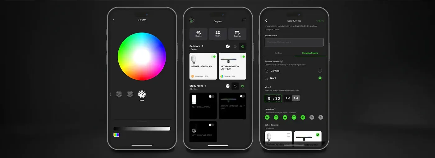 Close up of Razer Aether RGB Monitor Light Bar touch controls