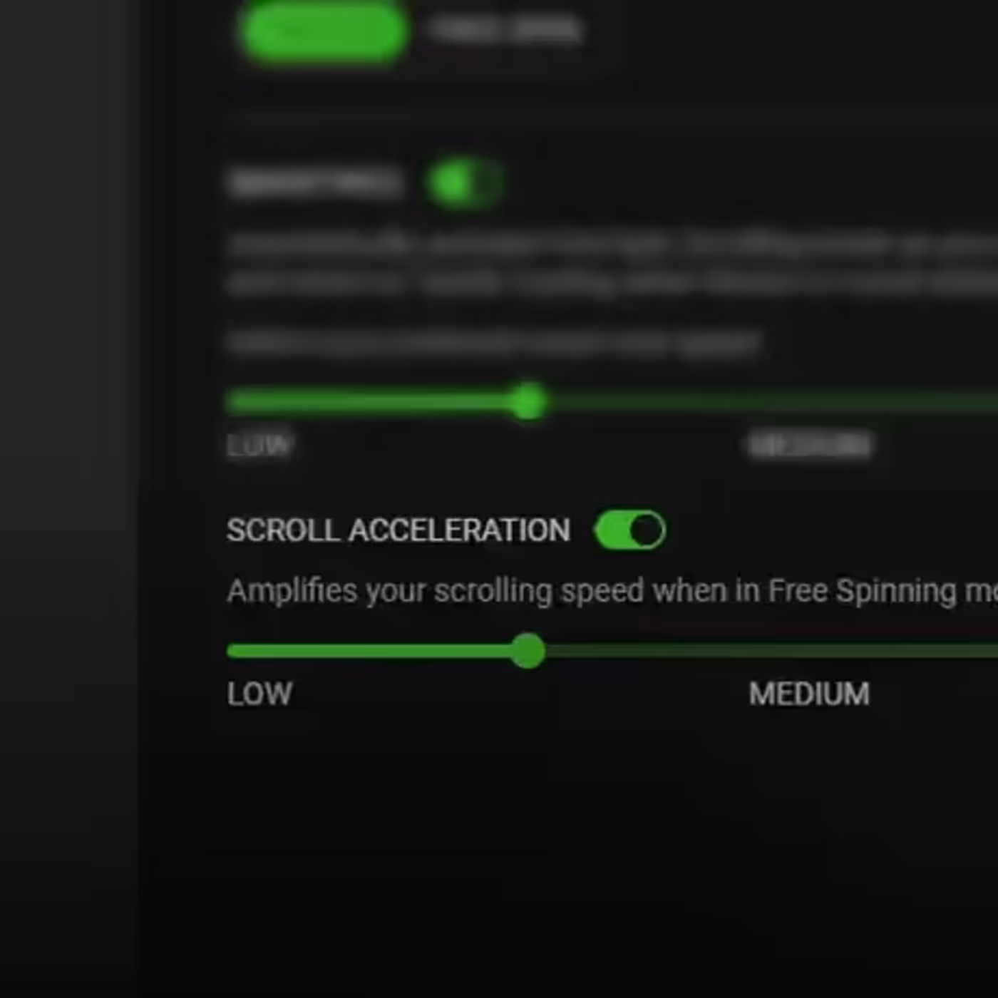 Razer Basilisk V3 Pro 35K wireless gaming mouse white edition displaying scroll acceleration settings