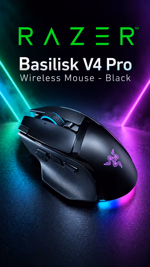 Razer Basilisk V4 Pro Wireless Gaming Mouse - Black
