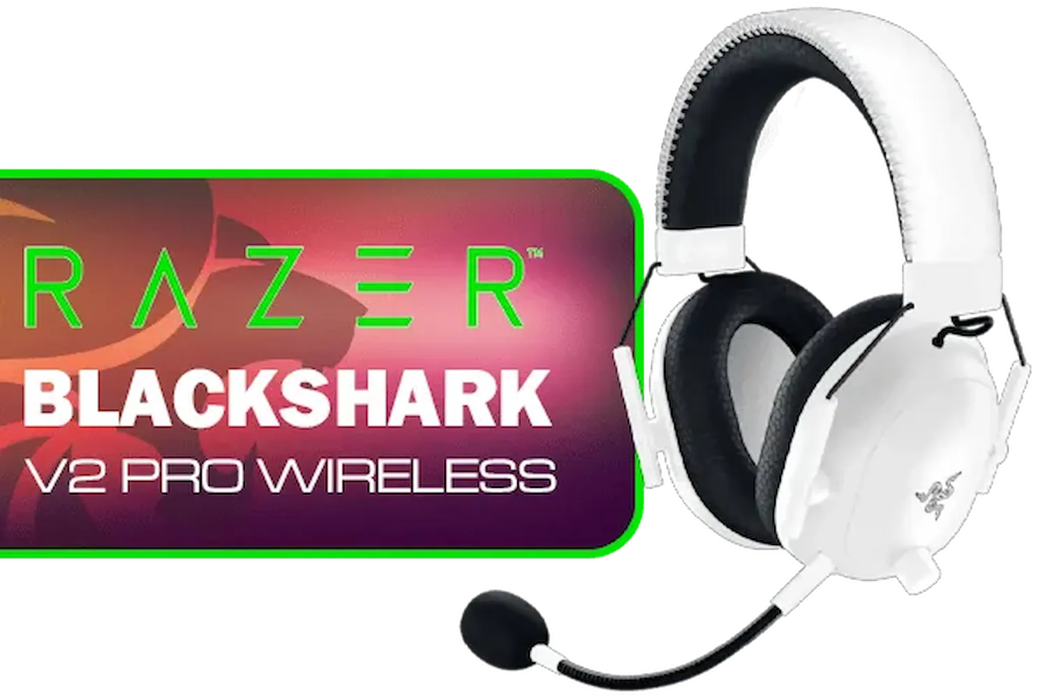 Razer BlackShark V2 Pro Wireless Gaming Headset 2023 Edition: 50MM Titanium Drivers - HyperClear Super Wideband Mic - Noise-isolating Earcups - Ultra-Soft Memory Foam- 70 Hour Battery Life - White / RZ04-04530200-R3M1