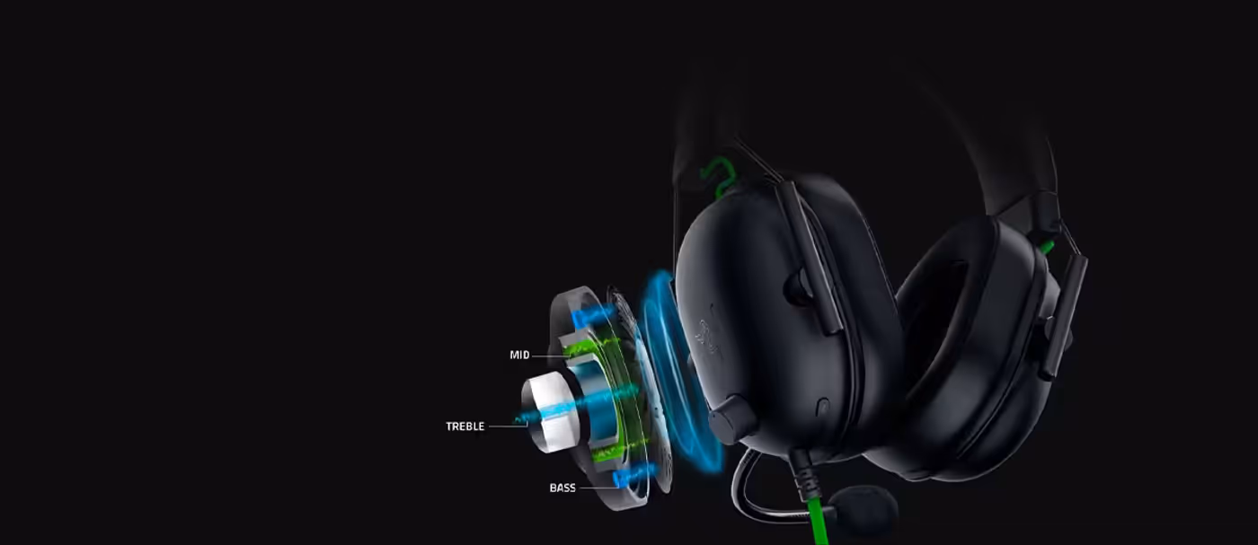 Cutaway of the Razer Triforce 50mm drivers used in the BlackShark V2 X