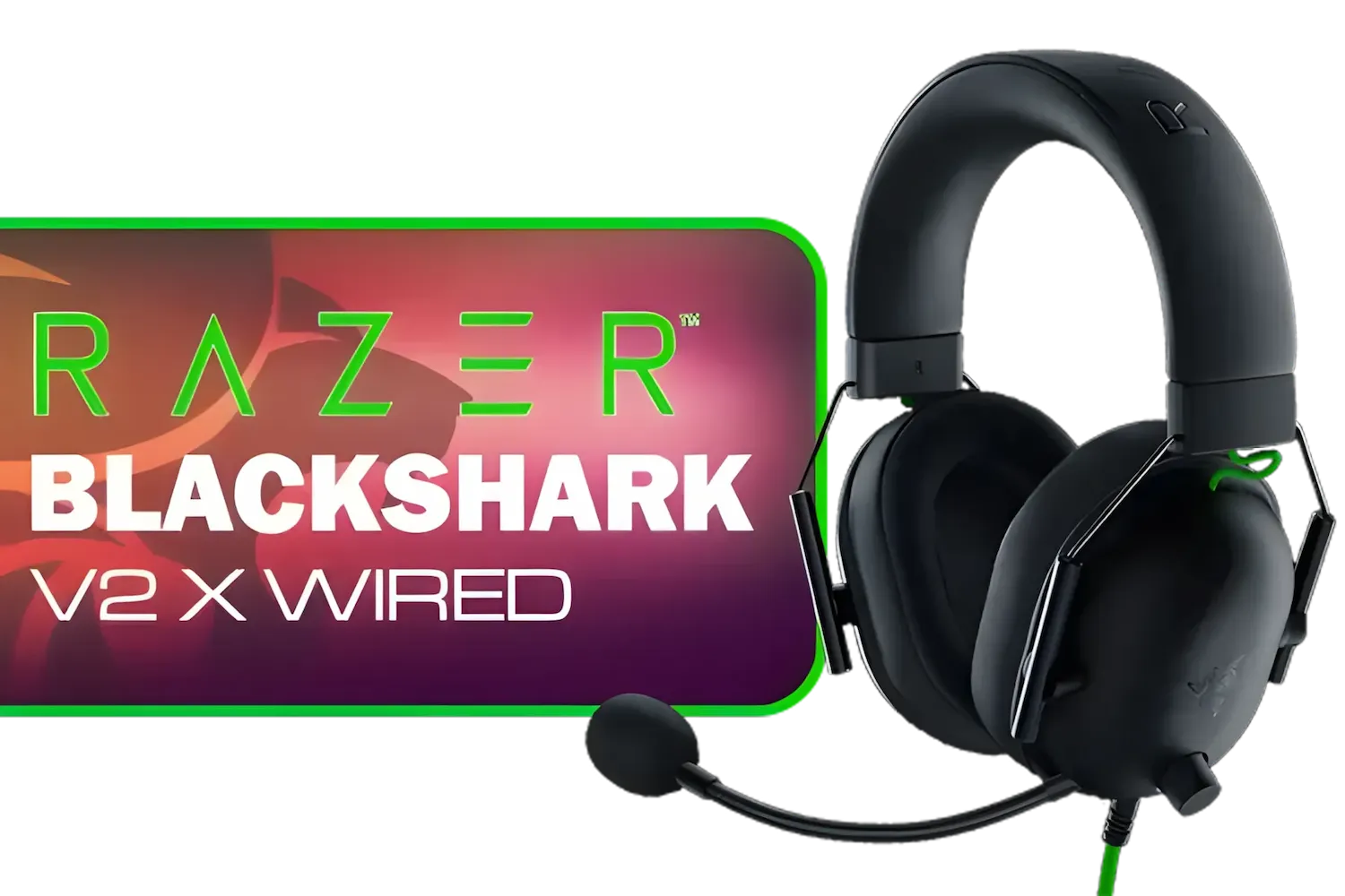 Razer BlackShark V2 X USB Wired Esports Gaming Headset - 7.1 Surround Sound - 50mm Drivers - 240g Lightweight Build - Noise Cancelling Mic - Hybrid Memory Foam Cushions - Long Lasting Comfort - Black / RZ04-04570100-R3M1