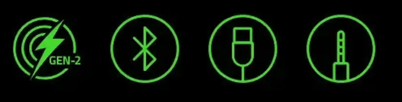 Razer BlackShark V3 Pro wireless gaming headset highlighting Bluetooth, USB, and 3.5mm connectivity options