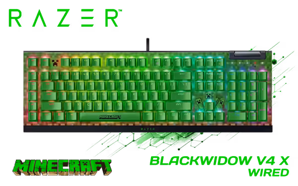 Razer BlackWidow V4 X Minecraft Edition Mechanical Keyboard - image 1 Razer BlackWidow V4 X Minecraft Edition Mechanical Keyboard - image 1