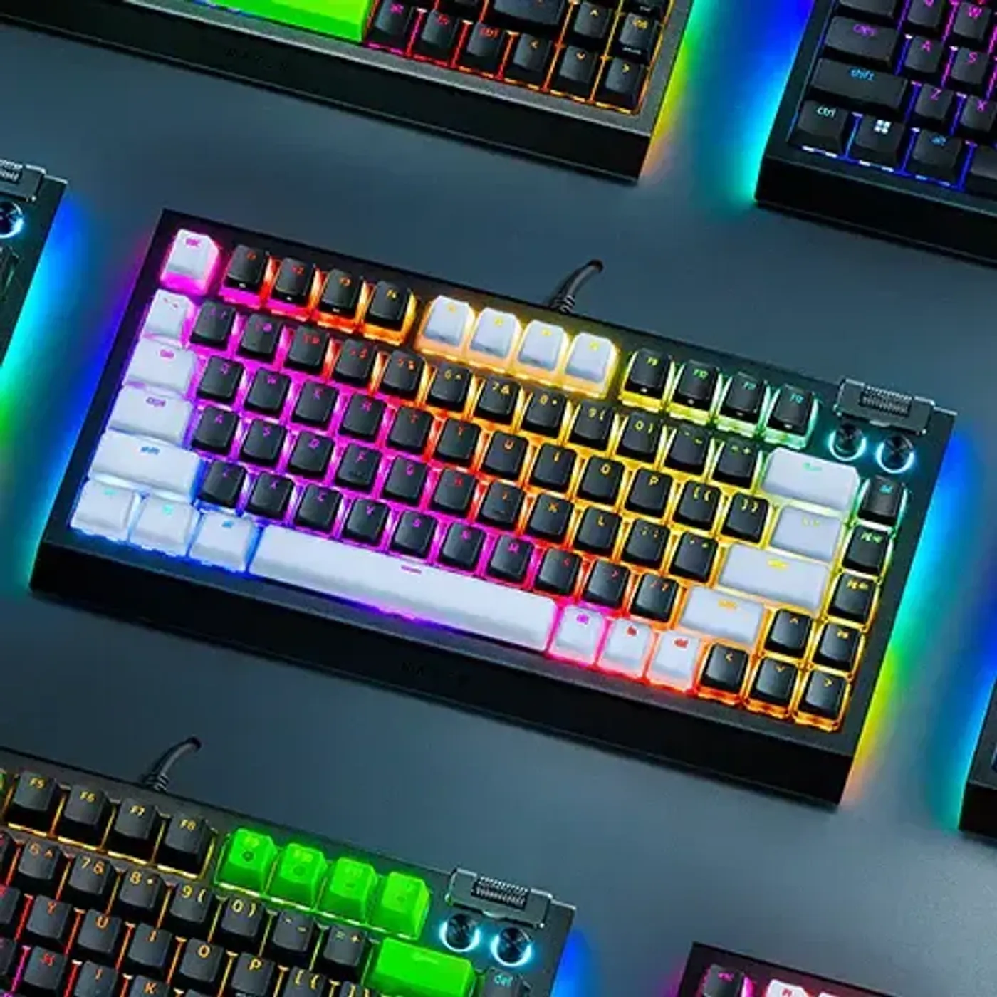 Magnetic leatherette wrist rest attached to the BlackWidow V4 75%