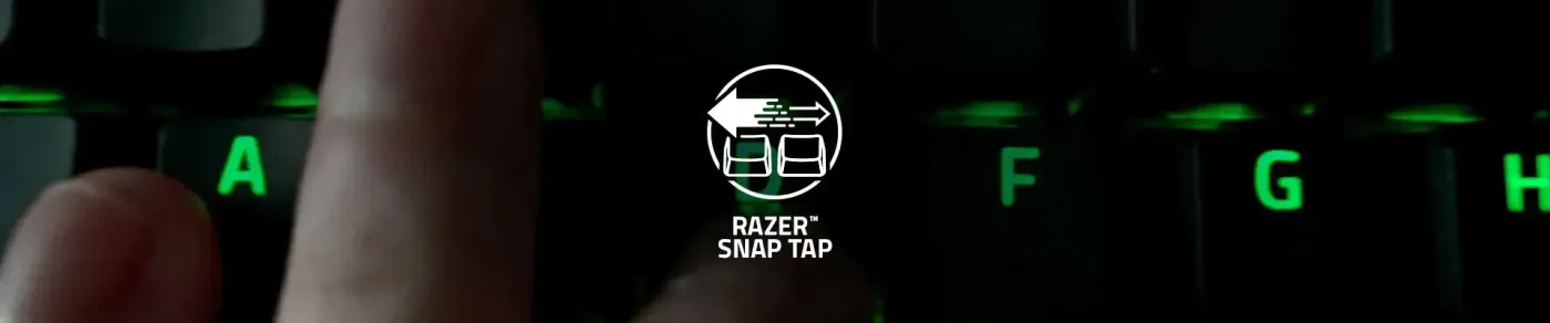 Close-up view of Razer BlackWidow V4 HyperSpeed keyboard featuring Snap Tap mode