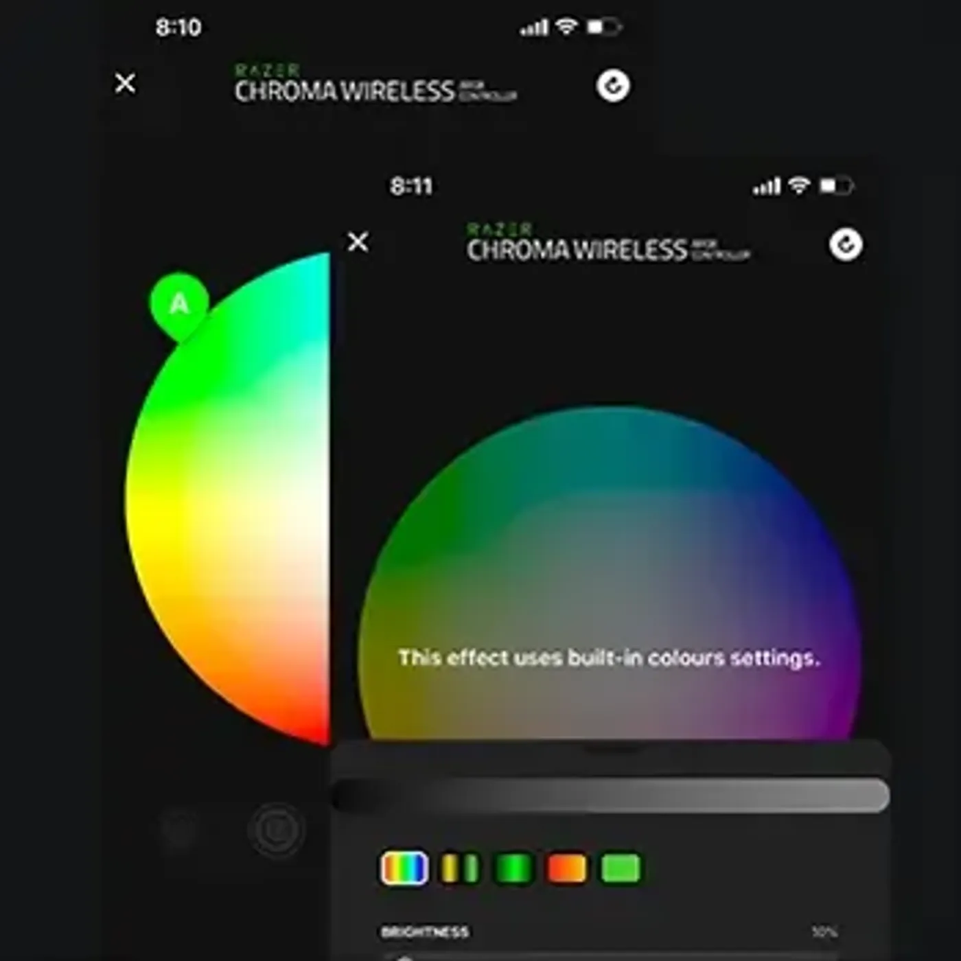 Chroma RGB mobile app controlling the Razer light strips over Bluetooth