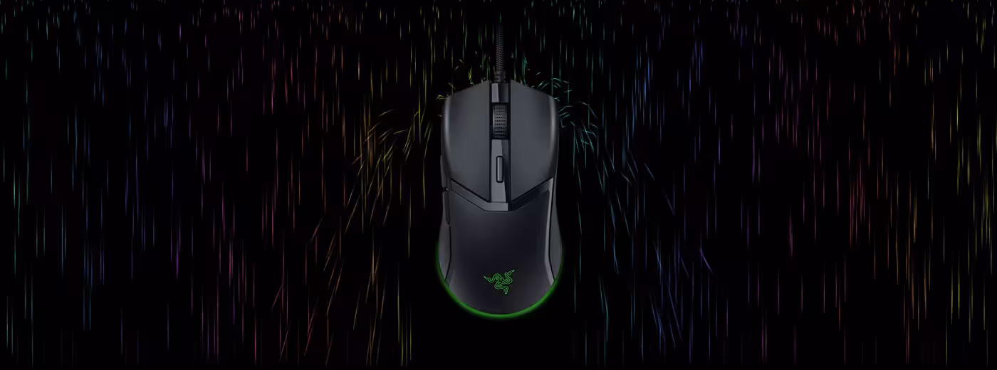 Detailed view of the high-performance Razer Cobra wired gaming mouse