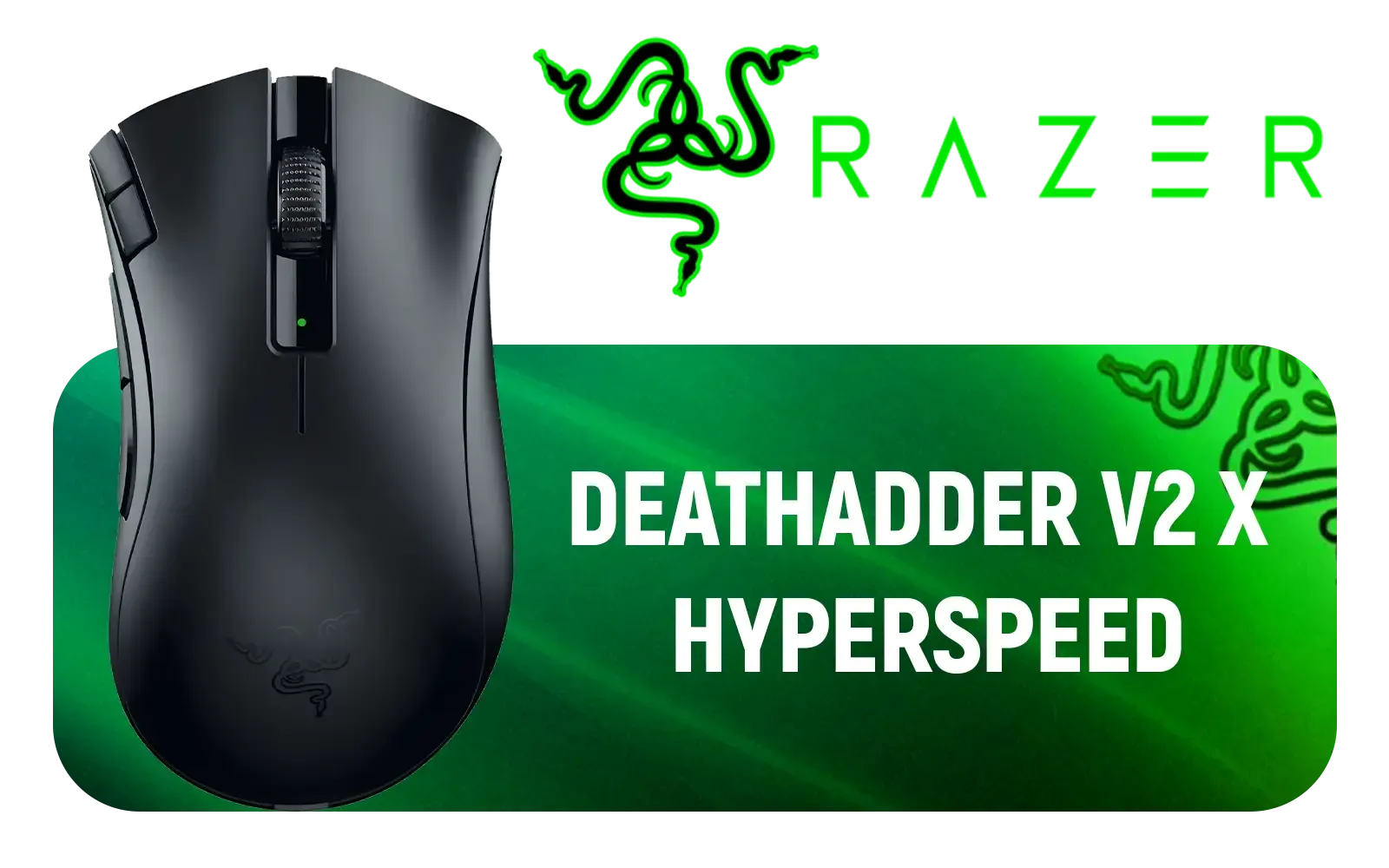 Razer DeathAdder V2 X HyperSpeed Wireless Gaming Mouse / 14,000 DPI Wireless Mouse / Razer™ 5G Advanced Sensor / Dual Wireless Connectivity HyperSpeed Wireless or Bluetooth /  Up to 235 Hours Battery Life / RZ01-04130100-R3G1