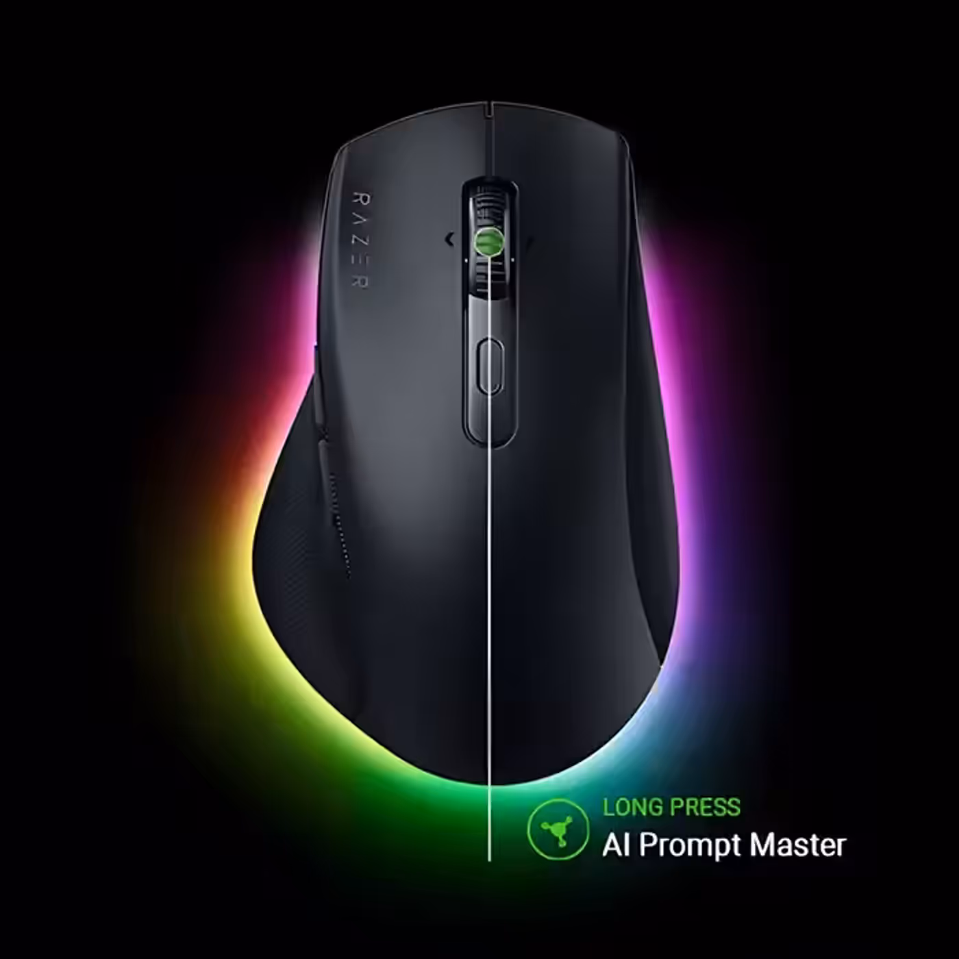 Razer DeathAdder V3 Pro gaming mouse displaying one-touch quick access AI Prompt Master feature