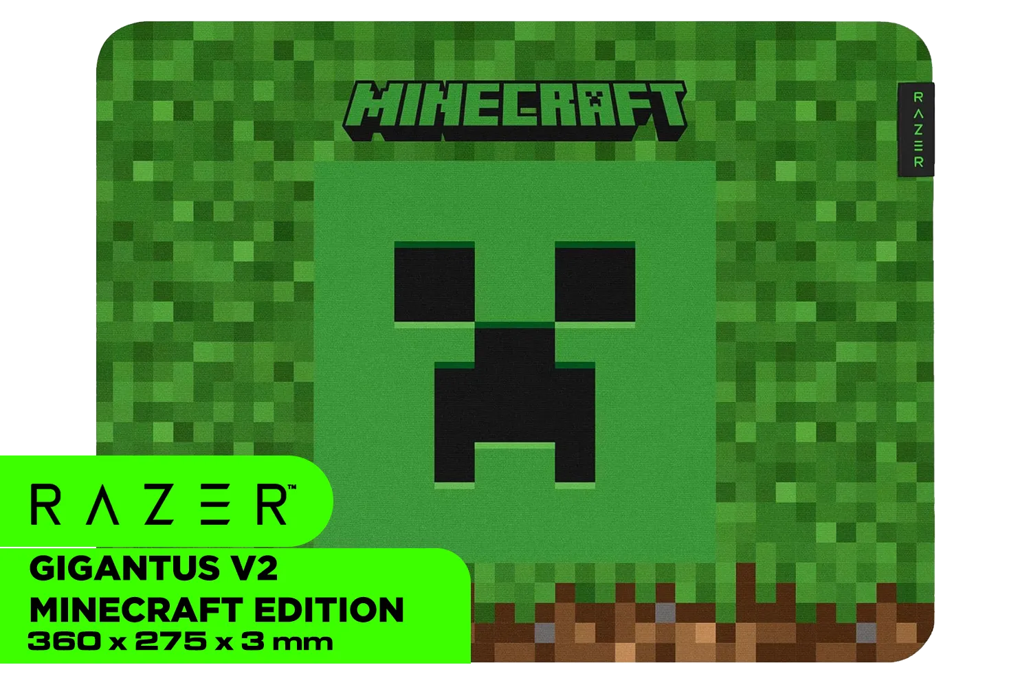 Razer Gigantus V2 Medium Gaming Mousepad - Minecraft Edition / Effortless Glide and Control / Reliable, Flat Surface / Fluid Swipes And Pixel-Precise Aim / Size: 360 x 275 x 3 mm / RZ02-03333800-R3M1