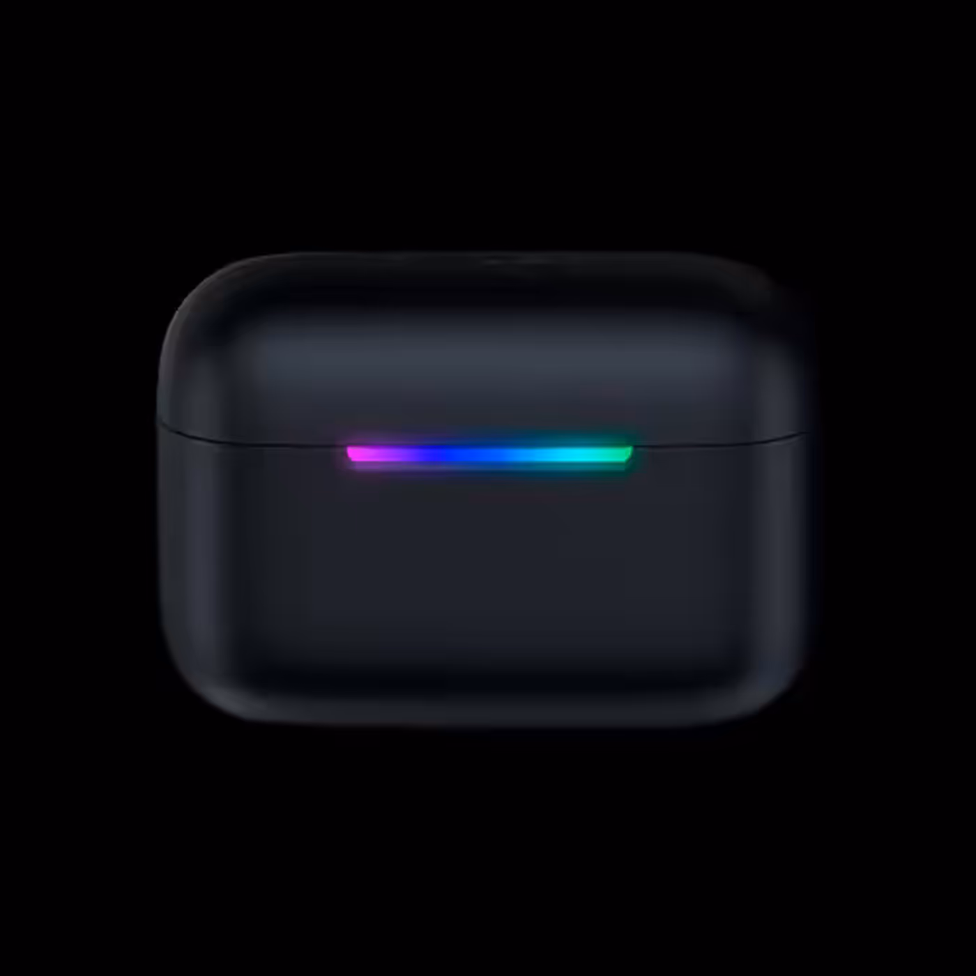 Charging case featuring an LED indicator bar for battery and pairing status