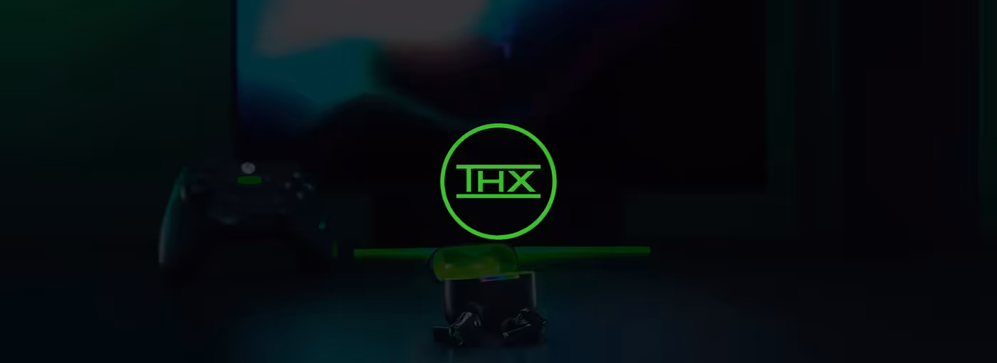 Earbuds highlighting surround sound capabilities powered by Windows Sonic and THX Spatial Audio