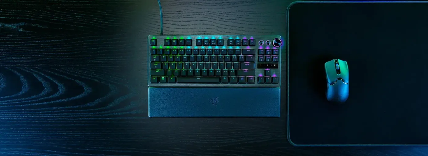 Razer Huntsman V3 Pro TKL mechanical gaming keyboard viewed from above