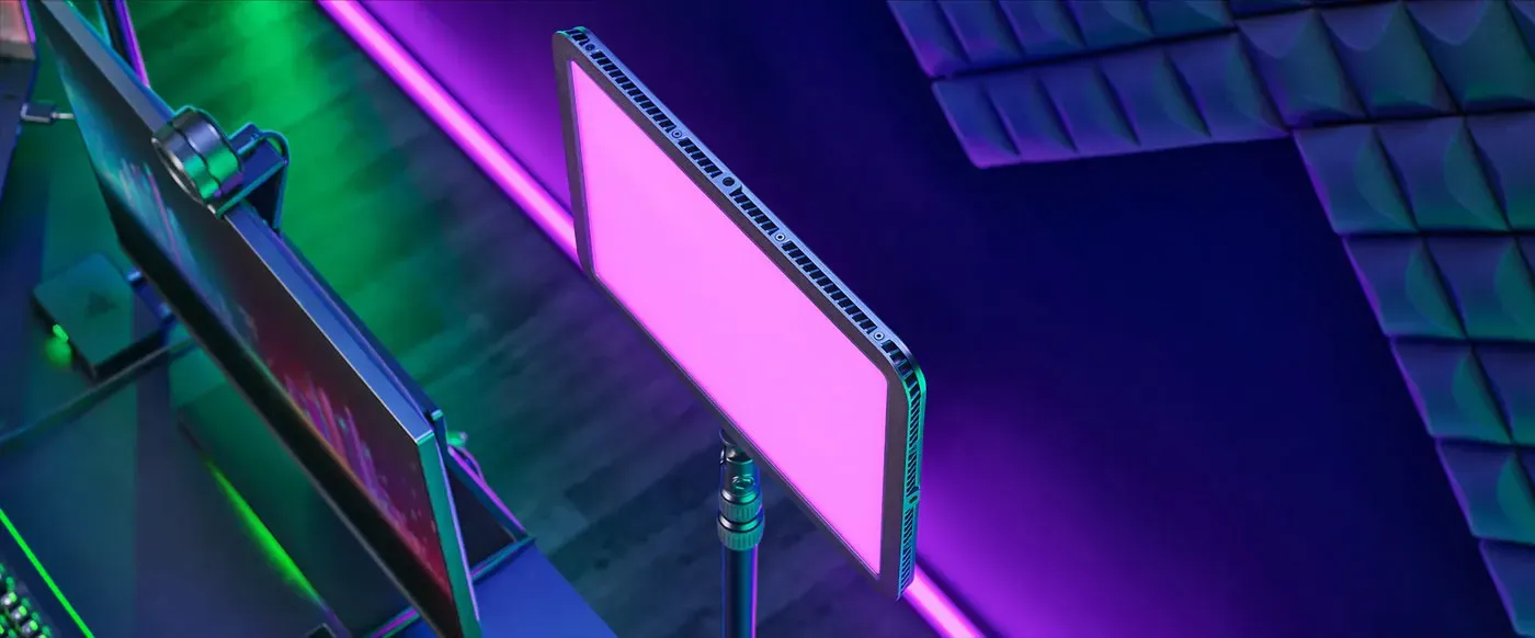 Razer Key Light Chroma shown from the side highlighting its slim panel design