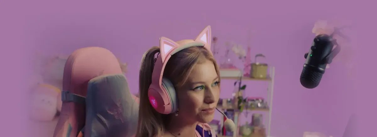 Razer Kraken Kitty V2 headset featuring integrated RGB lighting and cat ears