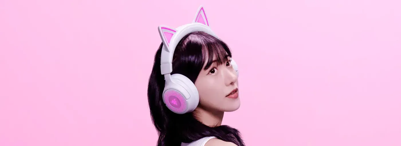 Razer Kraken Kitty V3 Pro headset featuring HyperClear wideband microphone