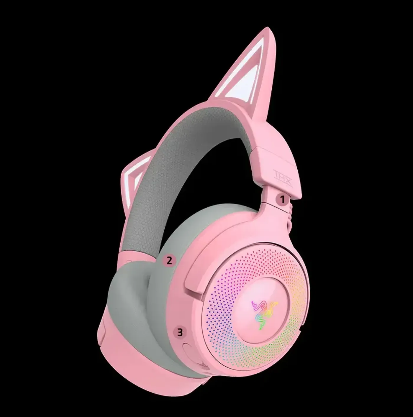 Razer Kraken Kitty V3 Pro headset comfort design with memory foam cushions