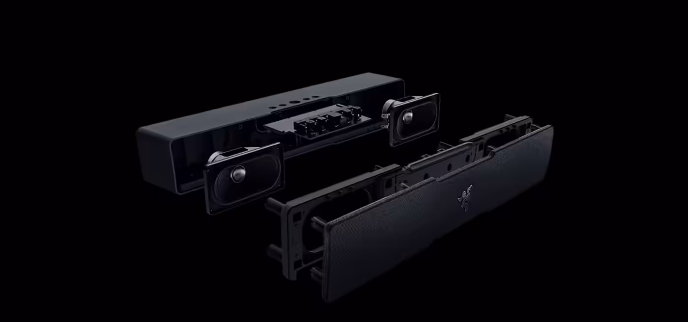 Razer Leviathan V2 X soundbar displaying full-range driver audio output