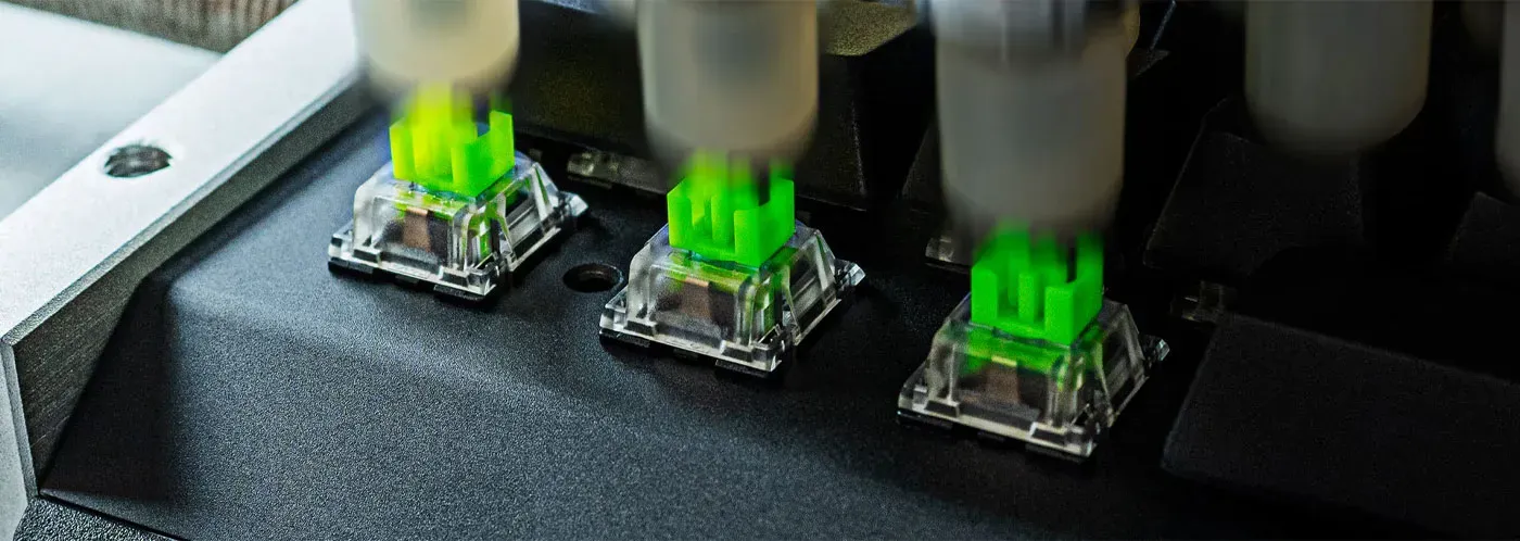 Razer Mechanical Switch showing 100-million keystroke durability for competitive play
