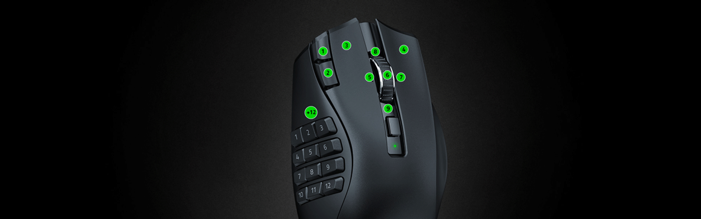 Razer Naga V2 HyperSpeed top profile showcasing button layout