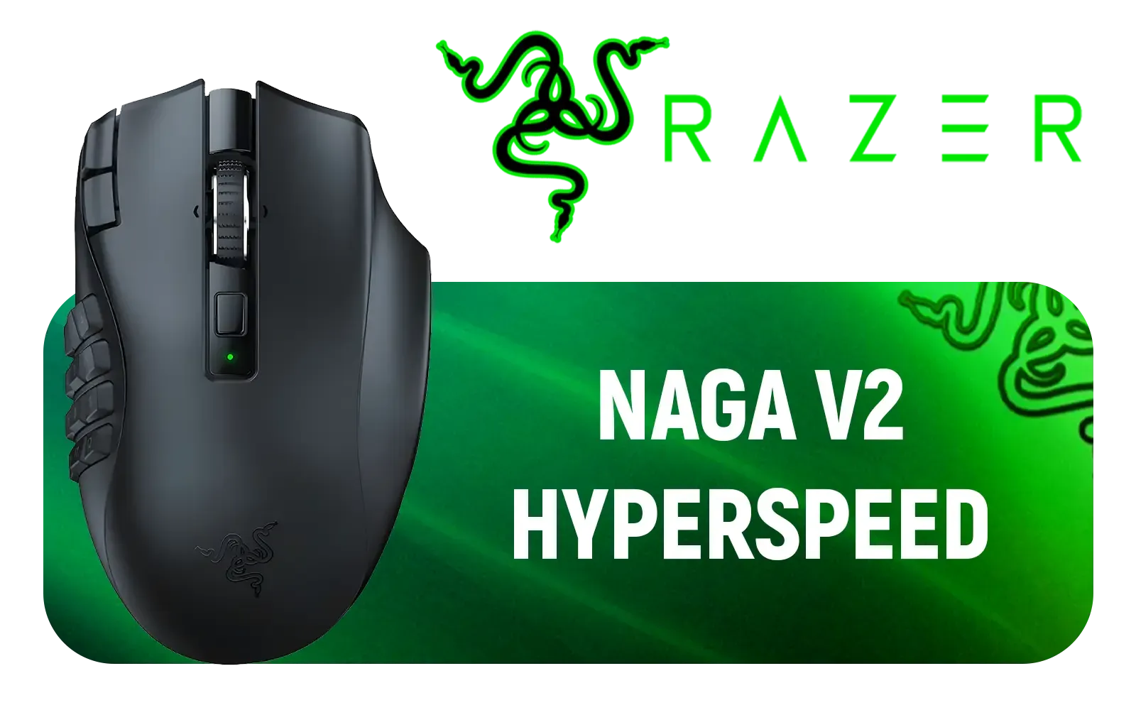 Razer Naga V2 HyperSpeed Wireless MMO Gaming Mouse: 19 Programmable Buttons / HyperScroll Technology / Focus Pro 30K Optical Sensor / Mechanical Mouse Switches Gen-2 / Up to 400 Hr Battery Life / RZ01-03600100-R3G1