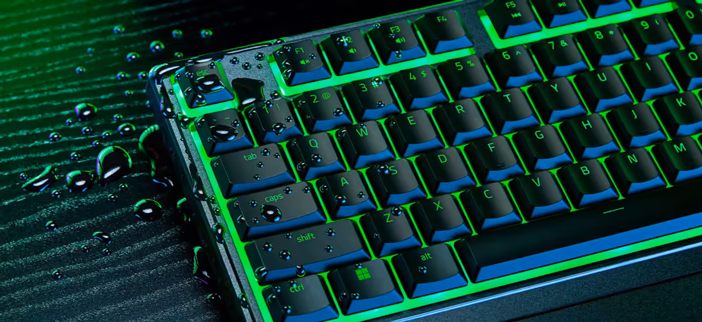 Razer Ornata V3 X gaming keyboard demonstrating spill-resistant durability