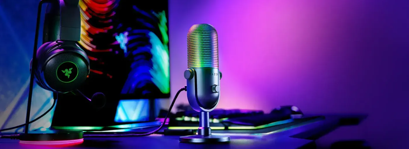 Razer Seiren v3 Chroma USB microphone featuring superior audio capture capabilities