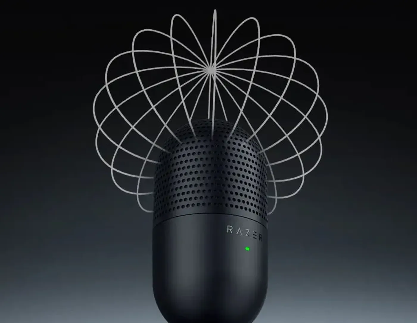 Top view of Razer Seiren V3 Mini demonstrating pickup pattern focus