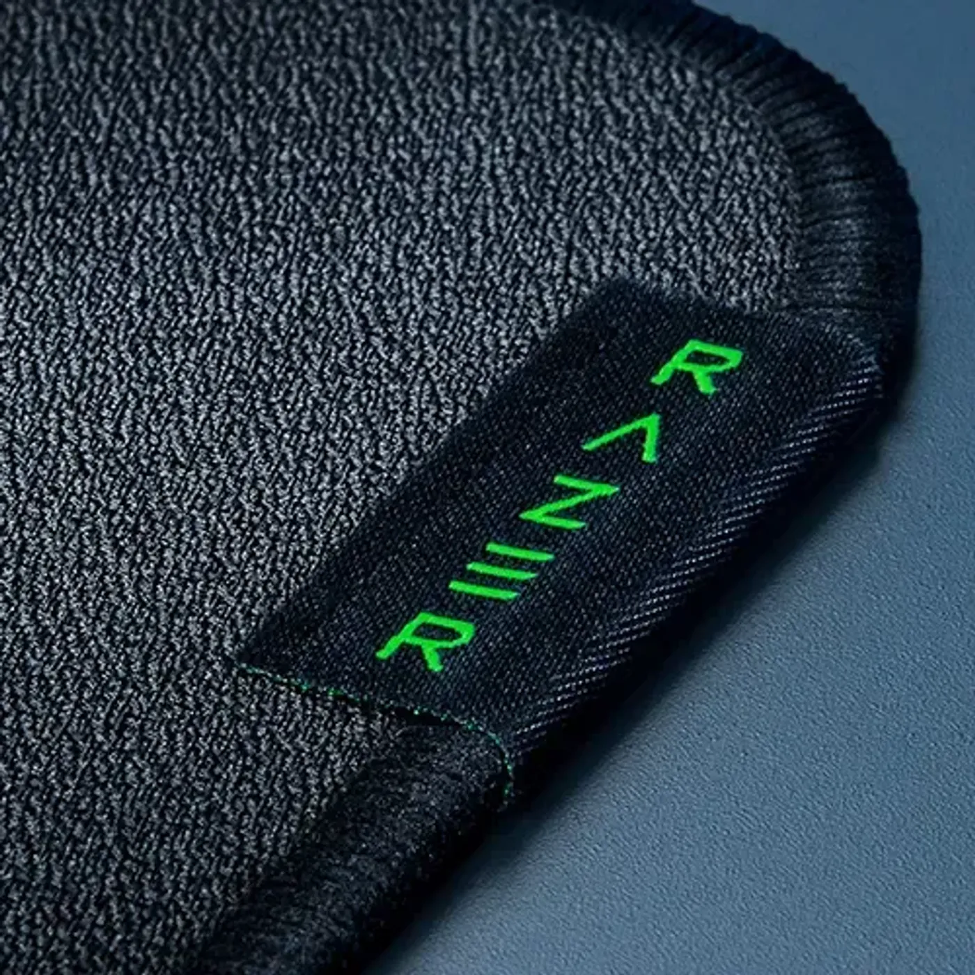Close up of the Razer Strider mousepad showing protective stitched edges