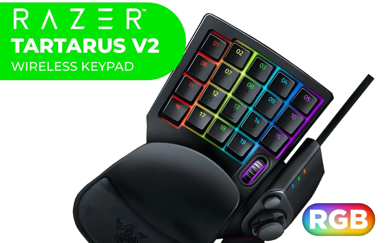 Razer Tartarus V2 Chroma Gaming Keypad / Mecha-Membrane switches / Programmable Keys / Ergonomic Design / Detachable palm rest / RZ07-02270100-R3M1