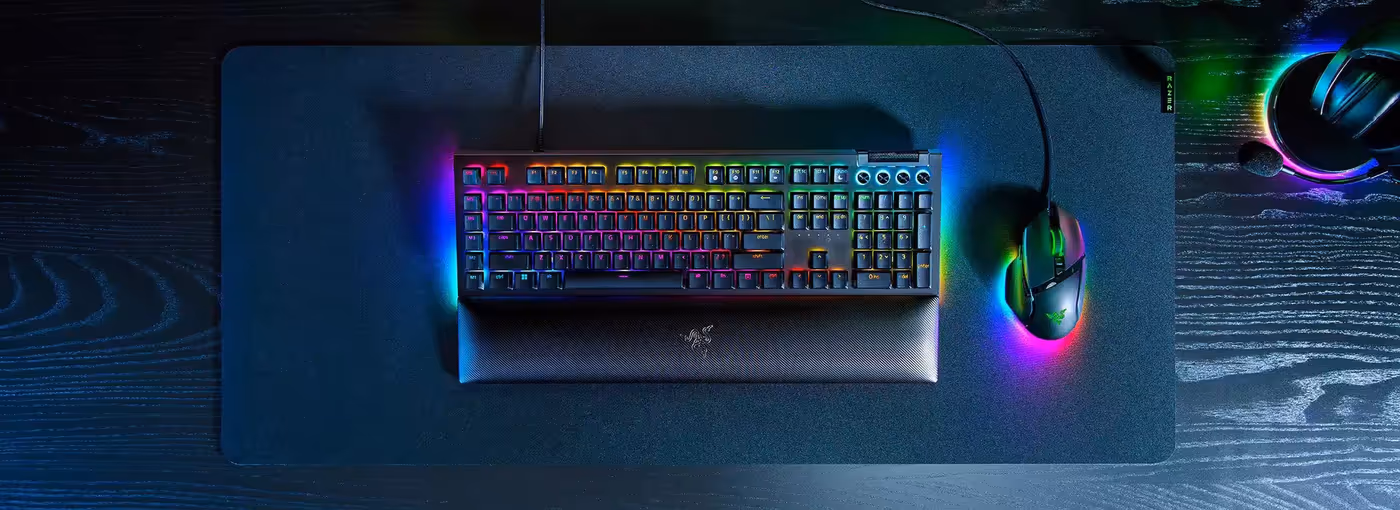 Razer BlackWidow V4 wired gaming keyboard featuring full RGB lighting and control layout